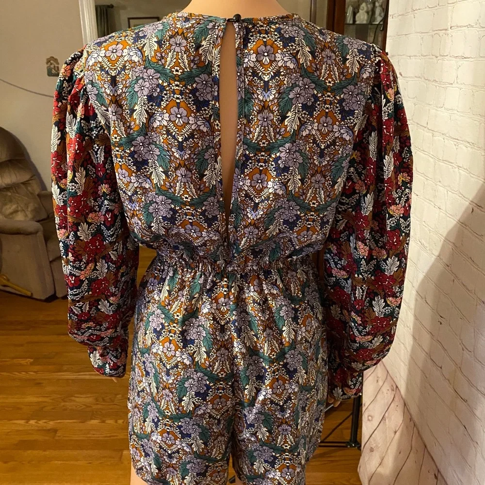 Nasty Gal flower boho long sleeved romper size 2 - Picture 2 of 16